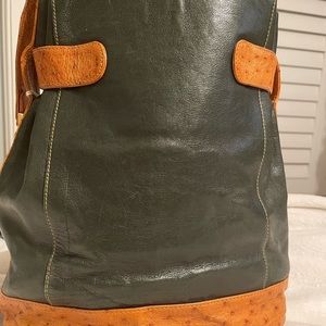 Mark Cross Ostrich green leather handbag
